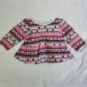 Duck duck goose infant girl 3-6m pink floral top #BT01